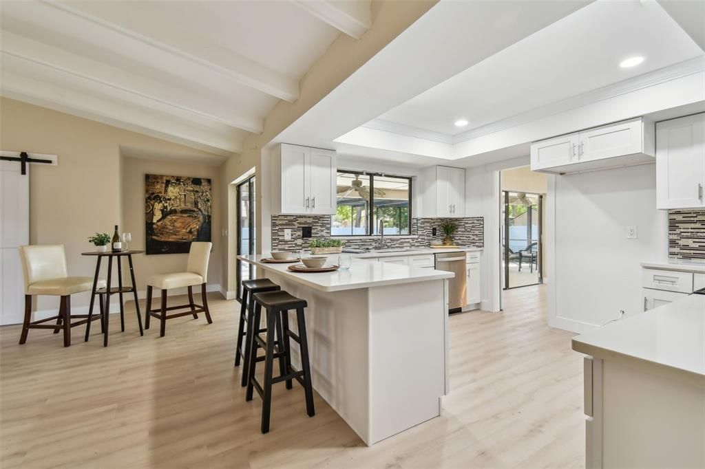 Interior, Kitchen, Recessed Lighting, Wood Texture Flooring
