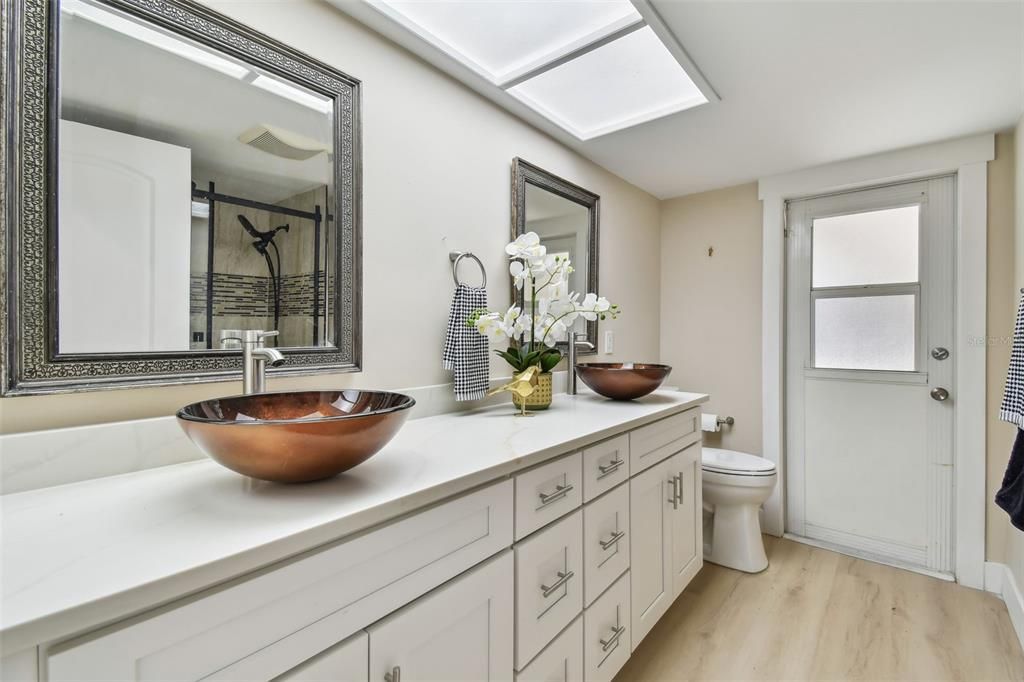 Bathroom, Dual Sink Vanities, Interior, Wood Texture Flooring
