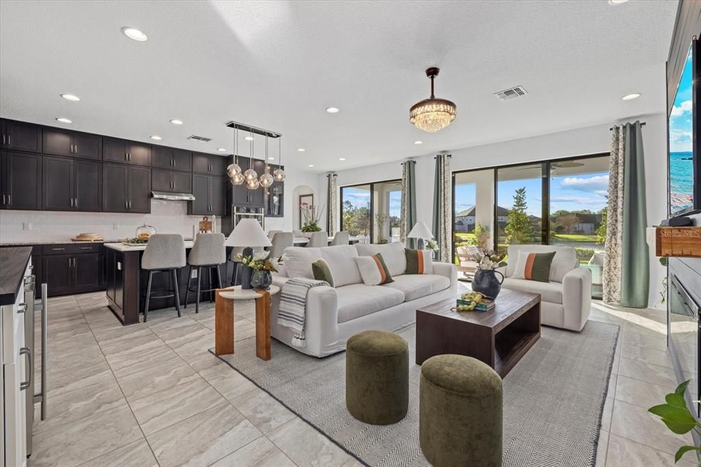 Dining room, Interior, Kitchen, Living room, Pendant Lights, Recessed Lighting, Water