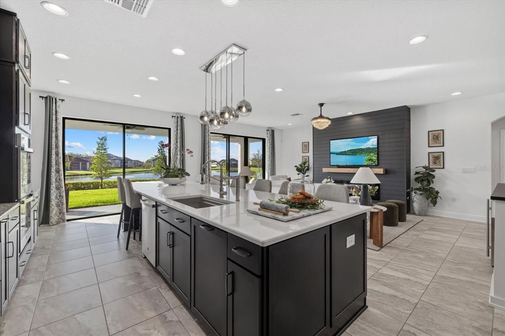 Dining room, Interior, Kitchen, Living room, Pendant Lights, Recessed Lighting