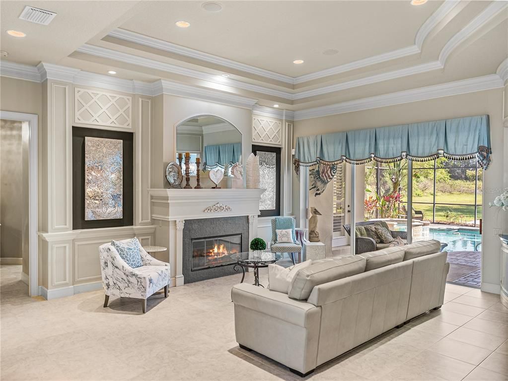 Fireplace, Interior, Living room, Recessed Lighting
