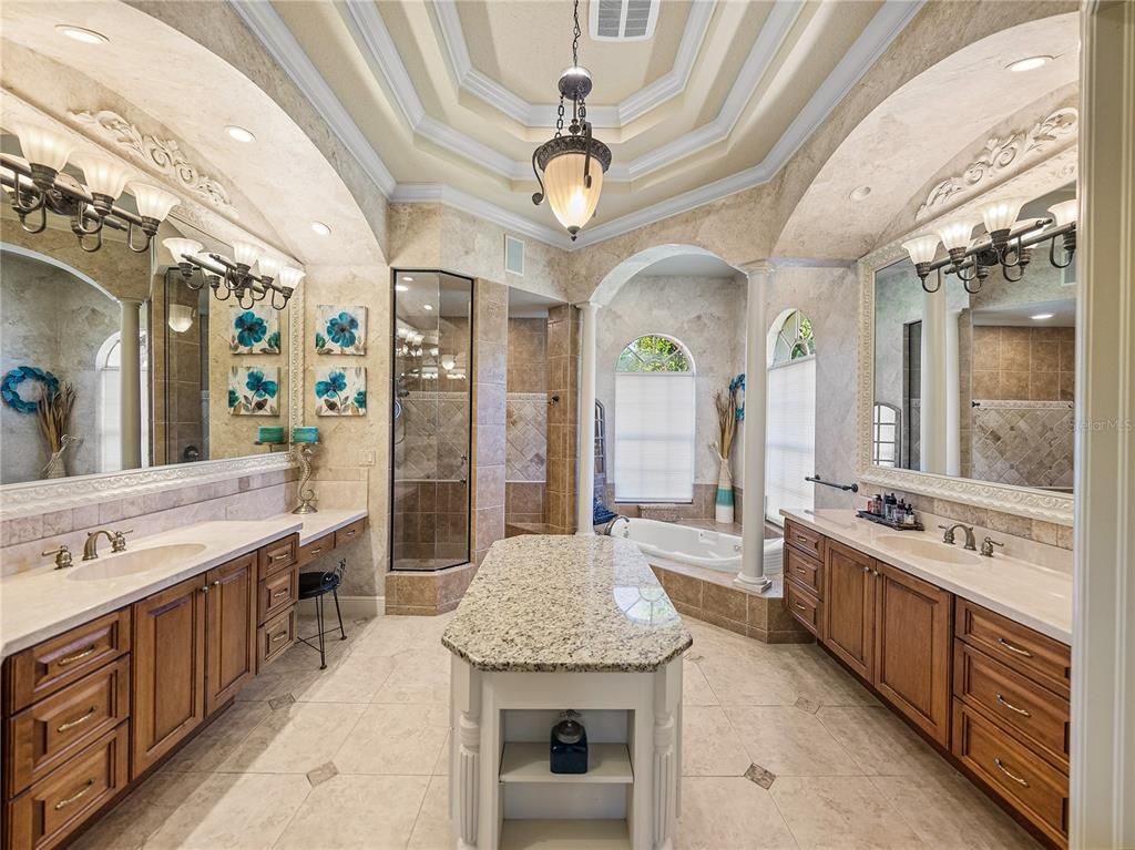Bathroom, Dual Sink Vanities, Glass Shower, Interior, Recessed Lighting