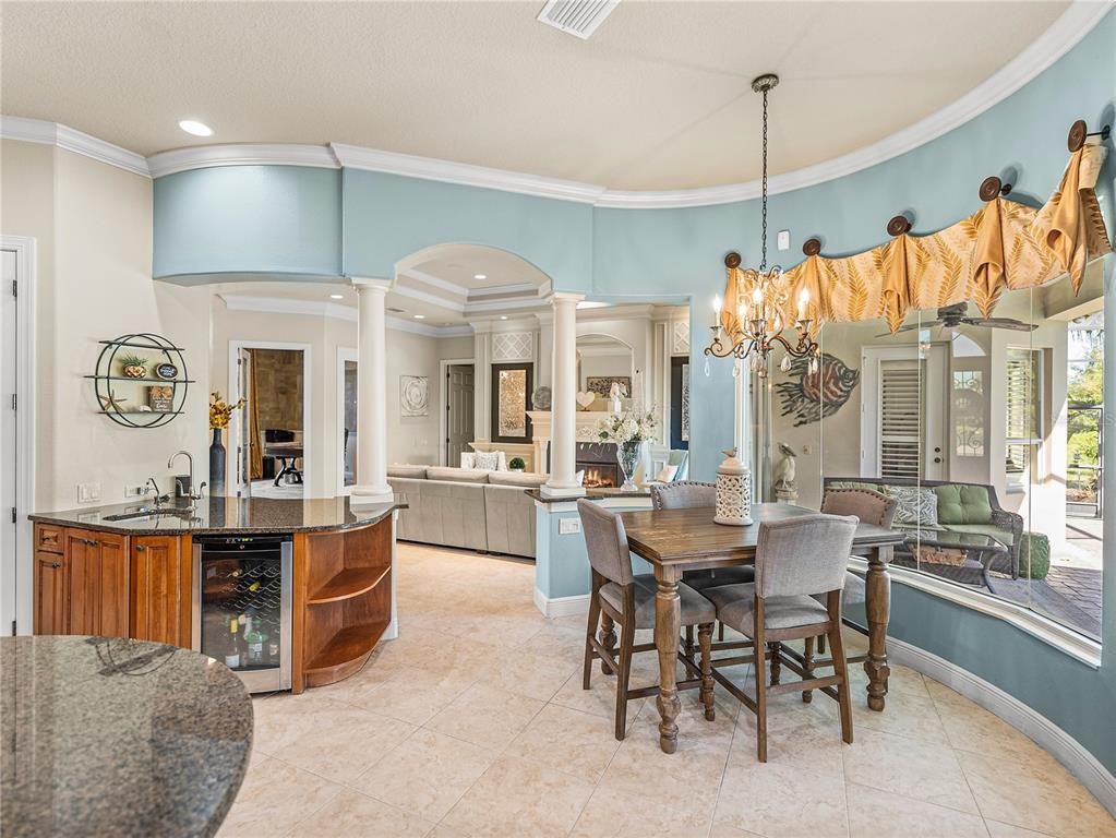 Chandelier, Dining room, Fireplace, Interior, Living room, Recessed Lighting