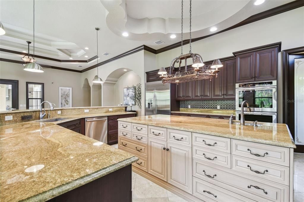 Chandelier, Interior, Kitchen, Pendant Lights, Recessed Lighting, Stainless Steel Appliances