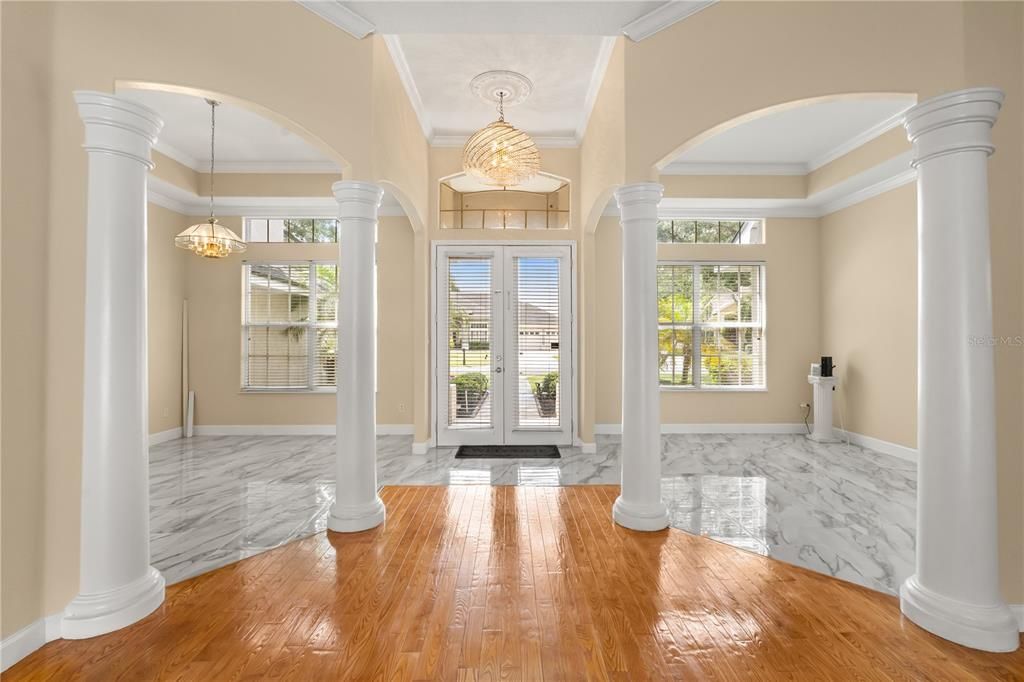 Chandelier, Interior, Marble, Pendant Lights, Wood Texture Flooring