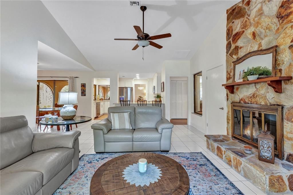 Fireplace, Interior, Living room, Stone Walls