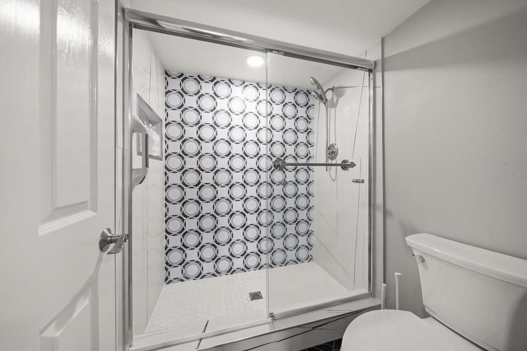 Bathroom, Glass Shower, Interior, Recessed Lighting