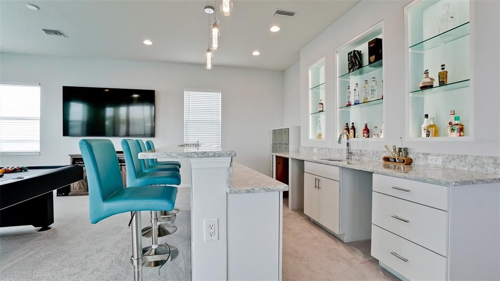 Billiard Table, Game Room, Interior, Pendant Lights, Recessed Lighting
