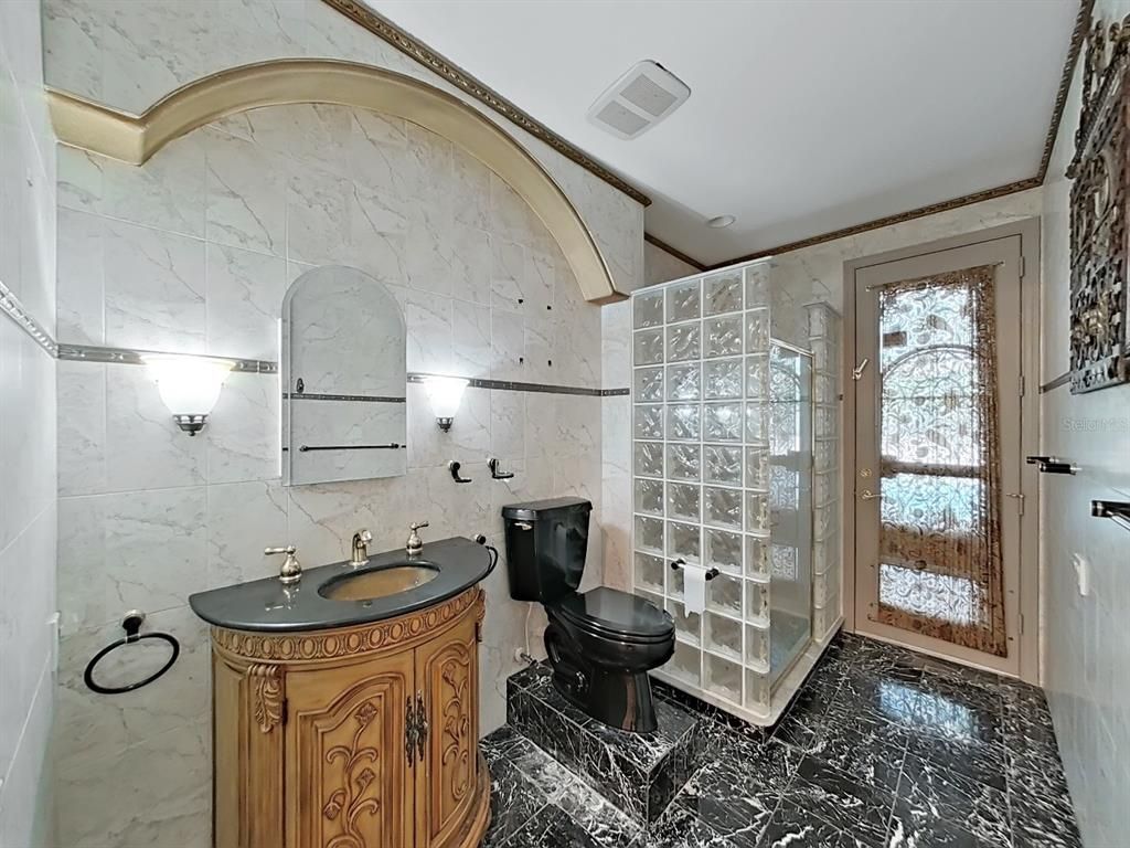 Bathroom, Glass Shower, Interior, Marble, Marble Walls
