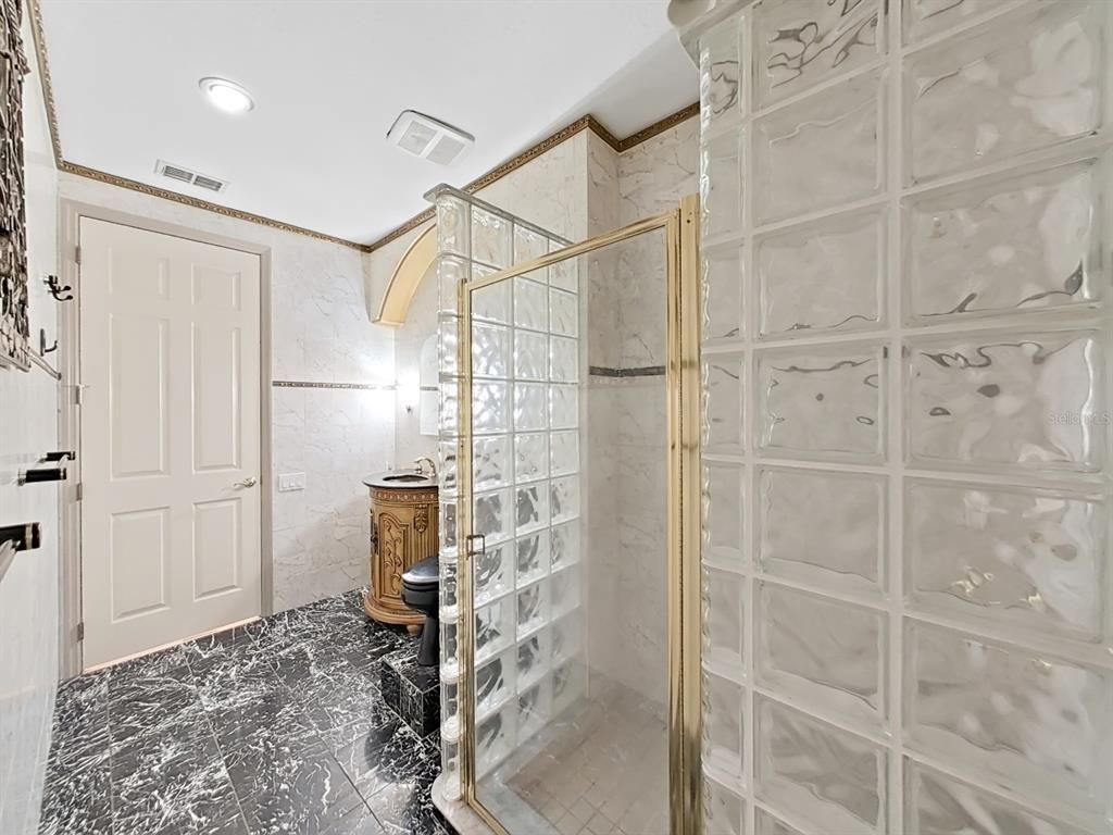 Bathroom, Glass Shower, Interior, Recessed Lighting