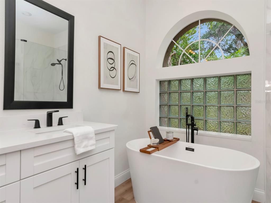 Bathroom, Free Standing Baths, Interior, Wood Texture Flooring