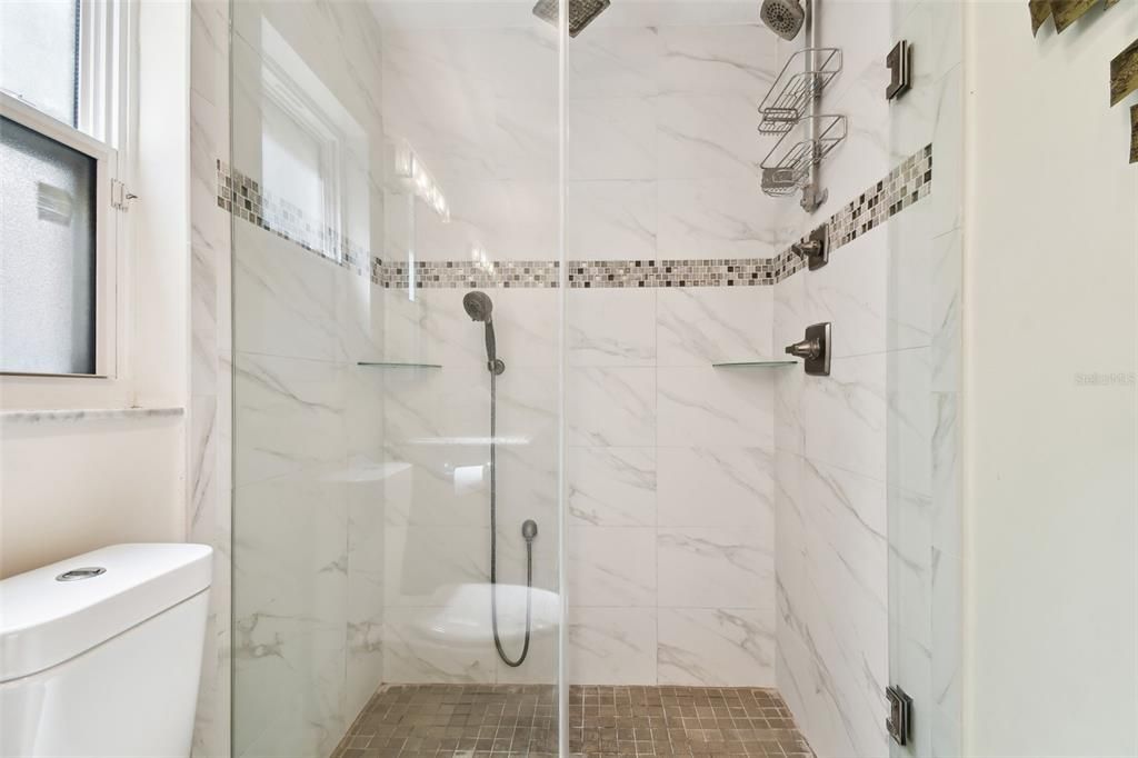 Bathroom, Glass Shower, Interior, Marble Walls