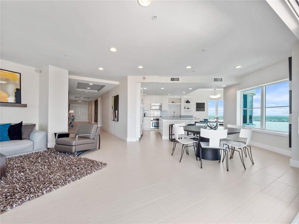 Dining room, Interior, Kitchen, Living room, Pendant Lights, Recessed Lighting, Stainless Steel Appliances, Water