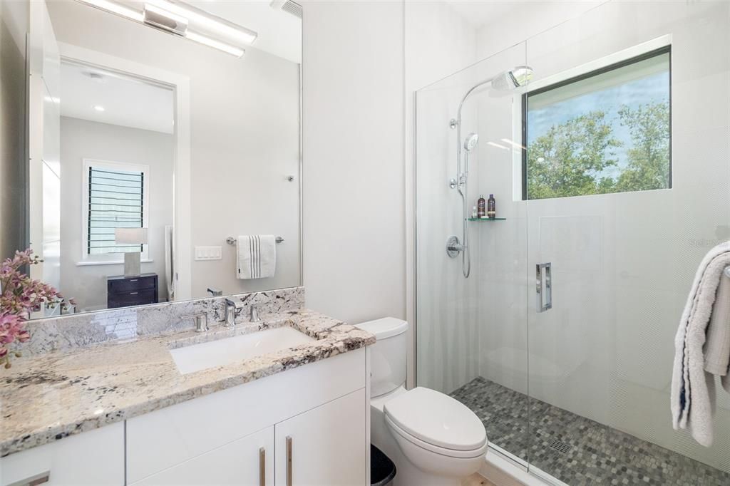 Bathroom, Glass Shower, Interior, Recessed Lighting