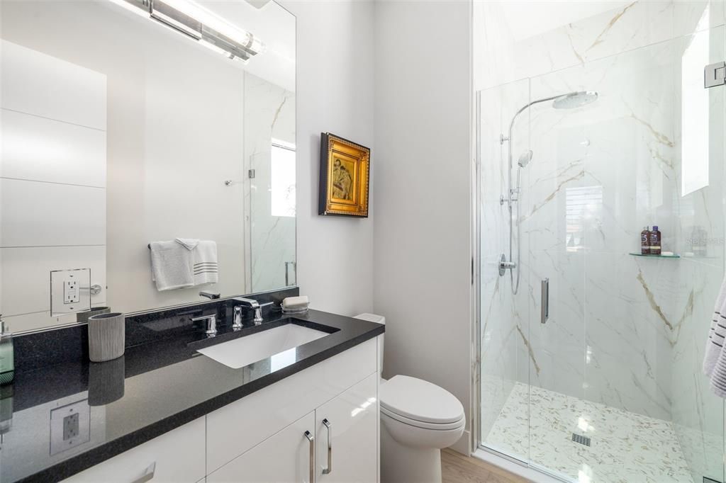 Bathroom, Glass Shower, Interior, Marble Walls