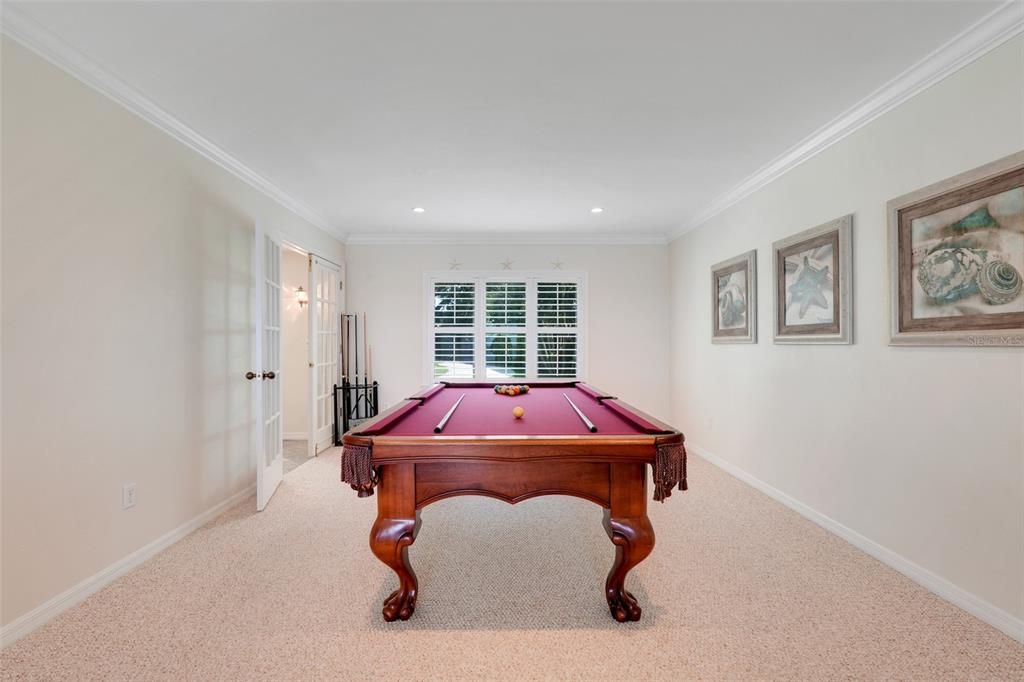 Billiard Table, Game Room, Interior, Recessed Lighting