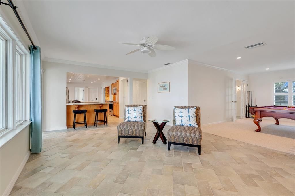 Billiard Table, Game Room, Interior, Kitchen, Recessed Lighting