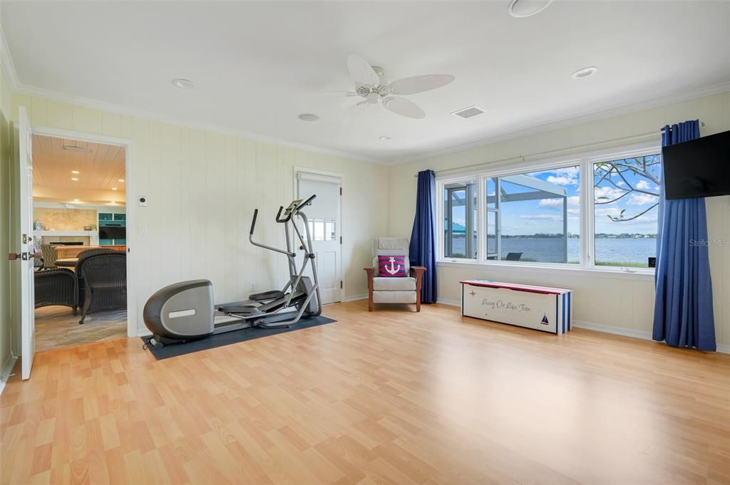 Fitness Equipment, Interior, Recessed Lighting, Water, Wood Texture Flooring