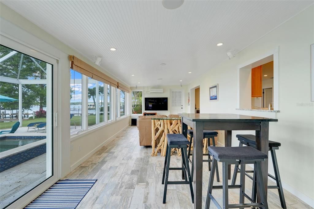 Dining room, Interior, Recessed Lighting, Wood Texture Flooring
