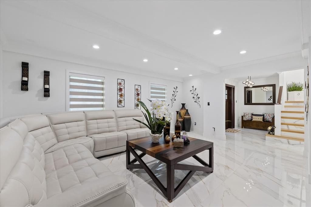 Interior, Living room, Marble, Recessed Lighting