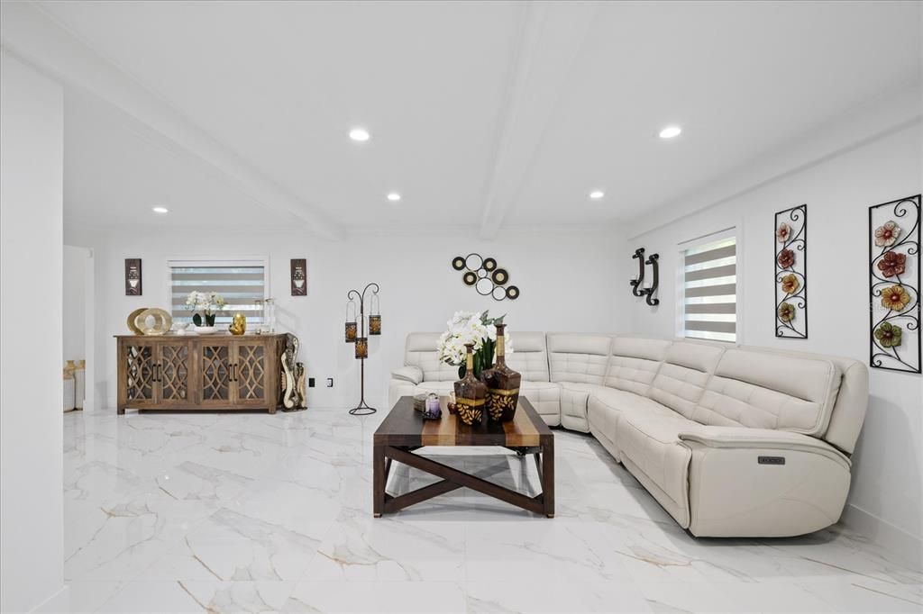 Interior, Living room, Marble, Recessed Lighting