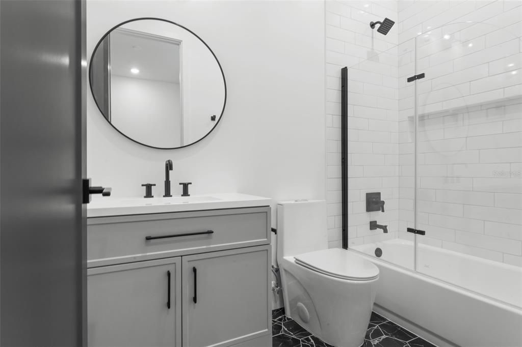 Bathroom, Glass Shower, Interior, Recessed Lighting