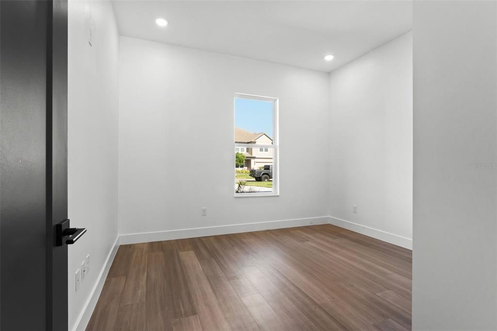 Empty room, Interior, Recessed Lighting, Wood Texture Flooring