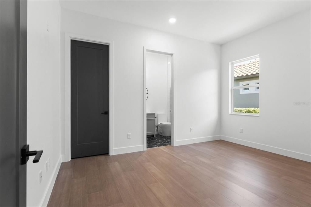 Bathroom, Empty room, Interior, Recessed Lighting, Wood Texture Flooring