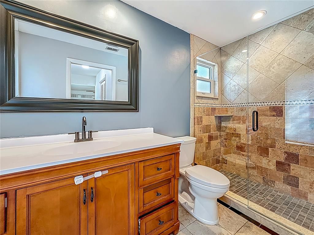 Bathroom, Glass Shower, Interior, Recessed Lighting