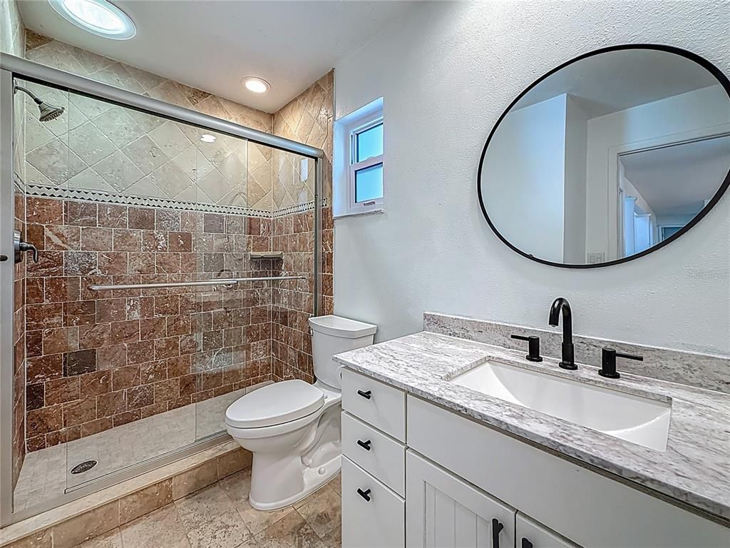 Bathroom, Glass Shower, Interior, Recessed Lighting