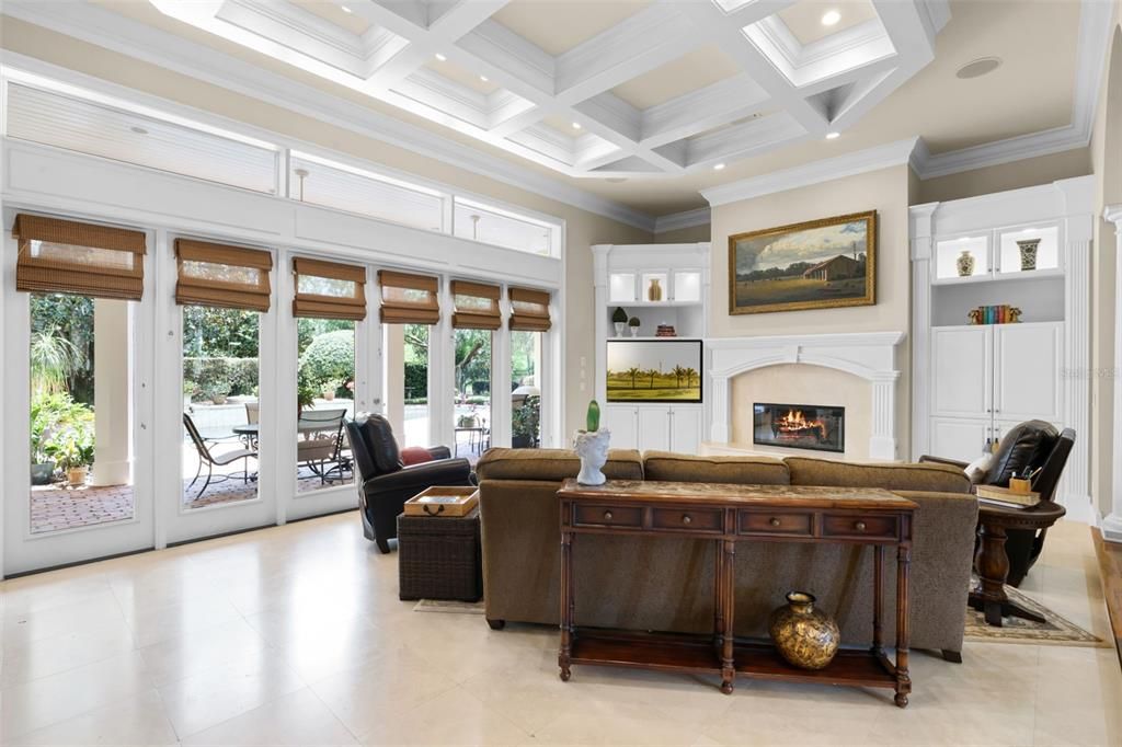 Fireplace, Interior, Living room, Recessed Lighting