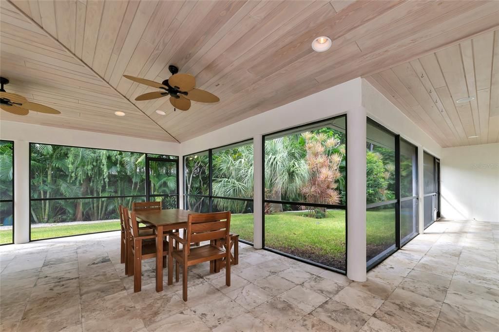 Dining room, Interior, Recessed Lighting, Sun Room, Wooden Ceilings