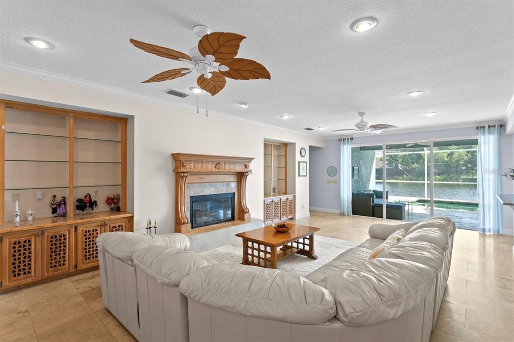 Fireplace, Interior, Living room, Recessed Lighting