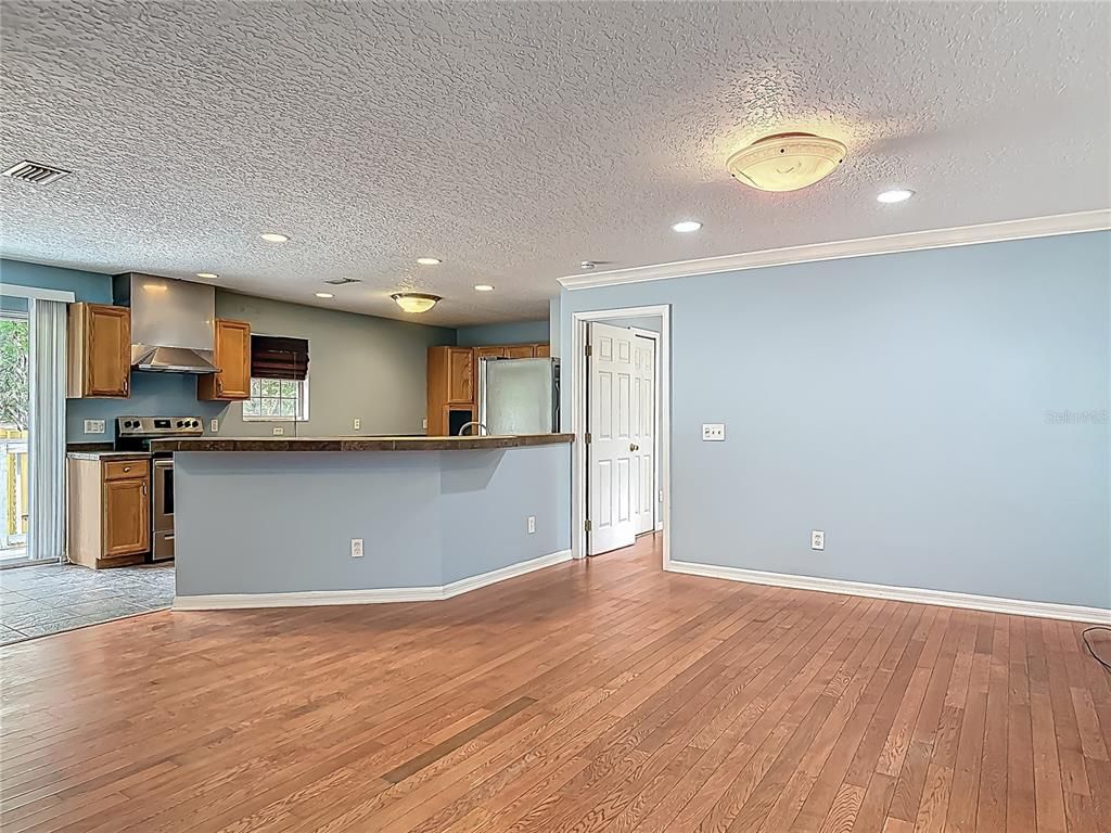 Interior, Kitchen, Recessed Lighting, Wood Texture Flooring