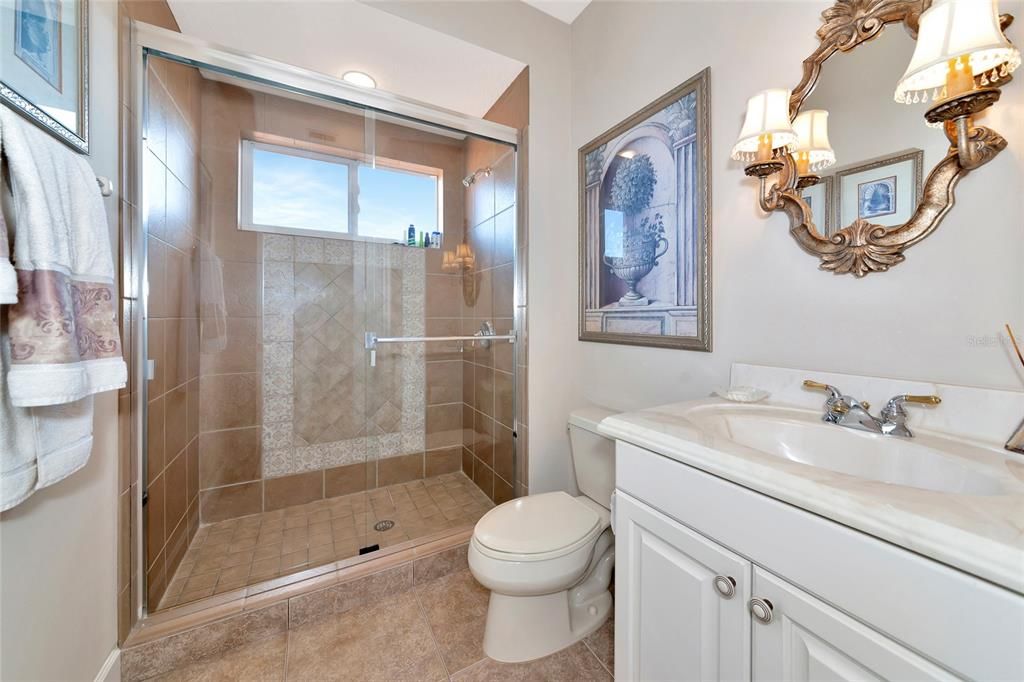 Bathroom, Glass Shower, Interior, Recessed Lighting