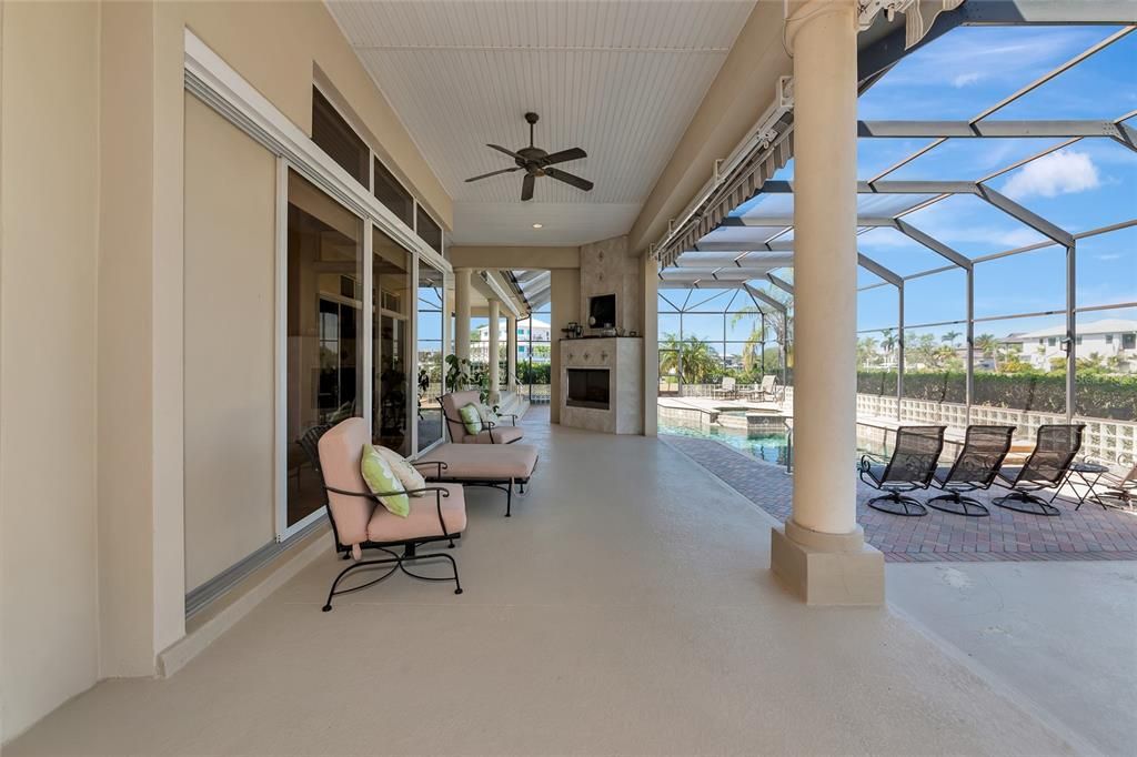 Fireplace, Glass Ceilings, Interior, Pool, Sun Room