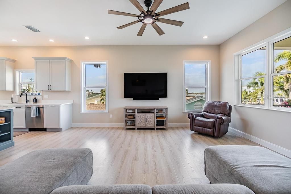Interior, Kitchen, Recessed Lighting, Wood Texture Flooring