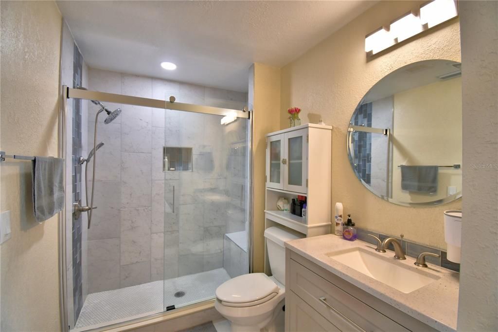 Bathroom, Glass Shower, Interior, Recessed Lighting