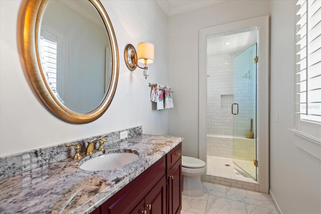 Bathroom, Dual Sink Vanities, Glass Shower, Interior, Marble