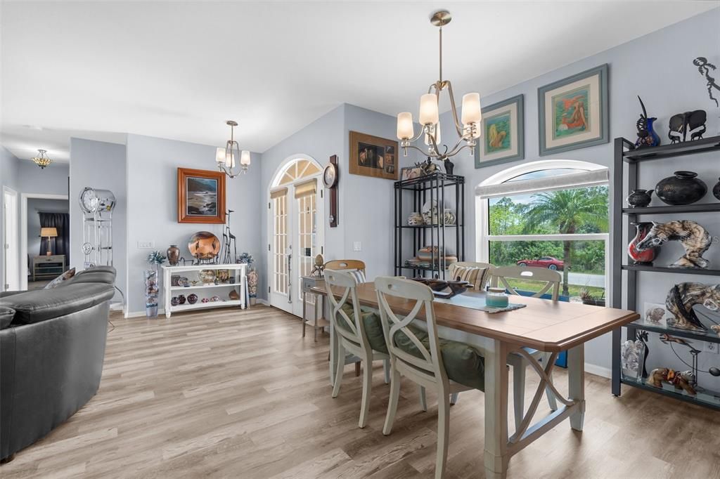 Chandelier, Dining room, Interior, Wood Texture Flooring
