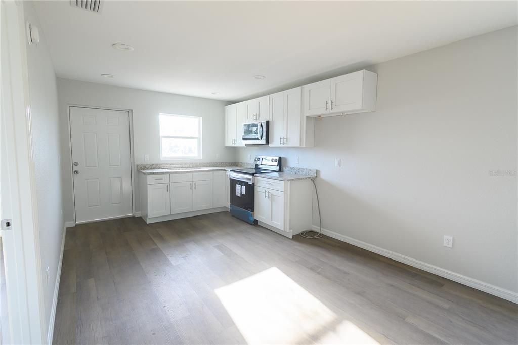 Interior, Kitchen, Recessed Lighting, Wood Texture Flooring