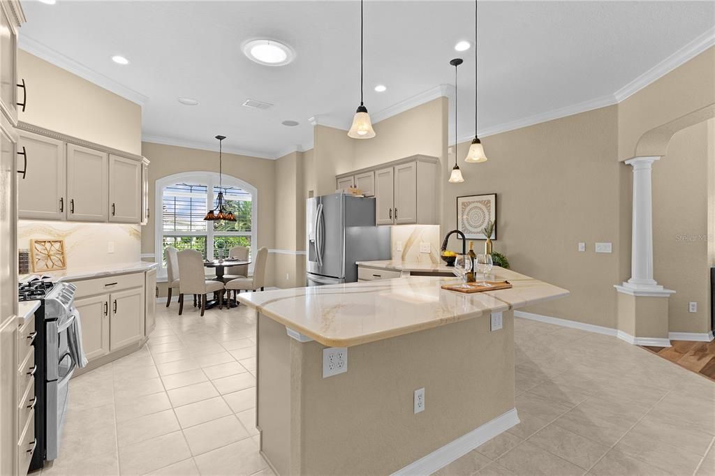 Dining room, Interior, Kitchen, Pendant Lights, Recessed Lighting