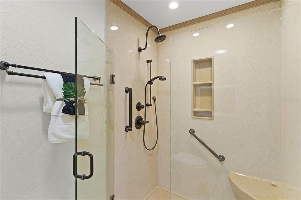 Bathroom, Glass Shower, Interior, Recessed Lighting