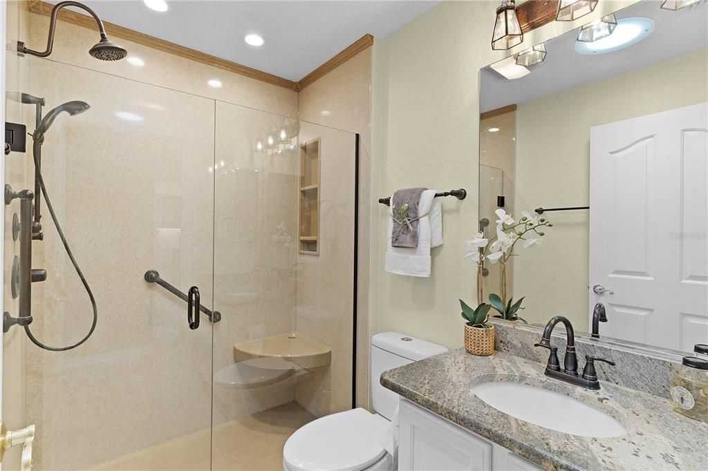 Bathroom, Glass Shower, Interior, Recessed Lighting