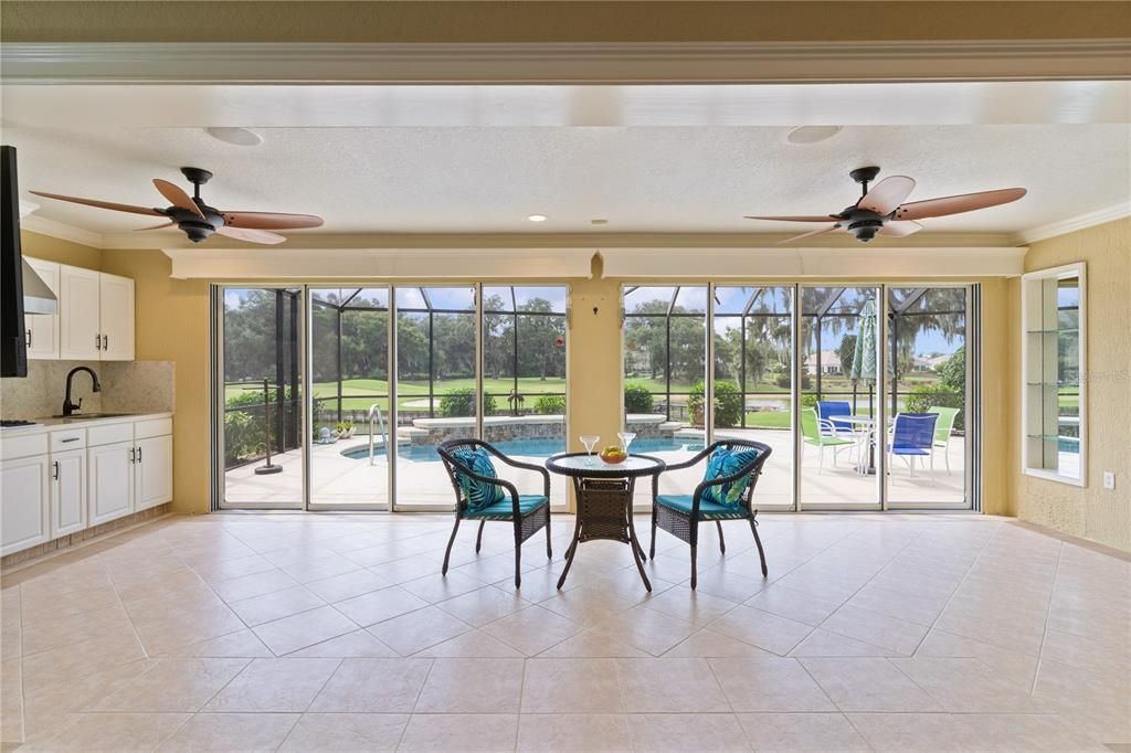 Dining room, Interior, Pool, Recessed Lighting, Sun Room