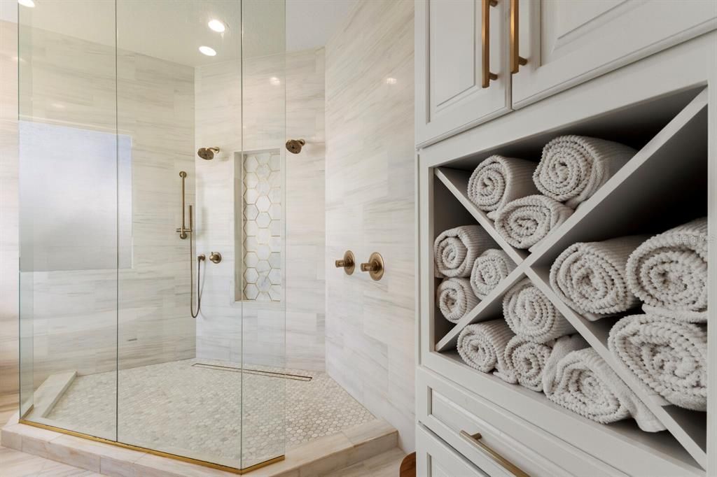 Bathroom, Glass Shower, Interior, Recessed Lighting