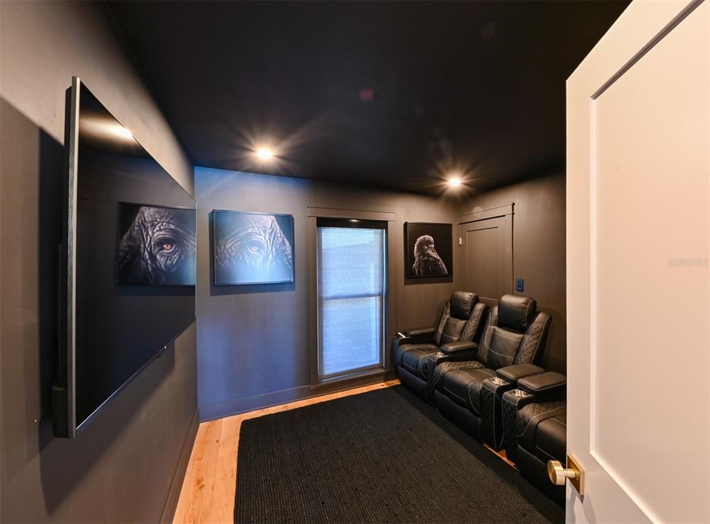 Home Theatre Room, Interior, Recessed Lighting, Theatre Room, Wood Texture Flooring