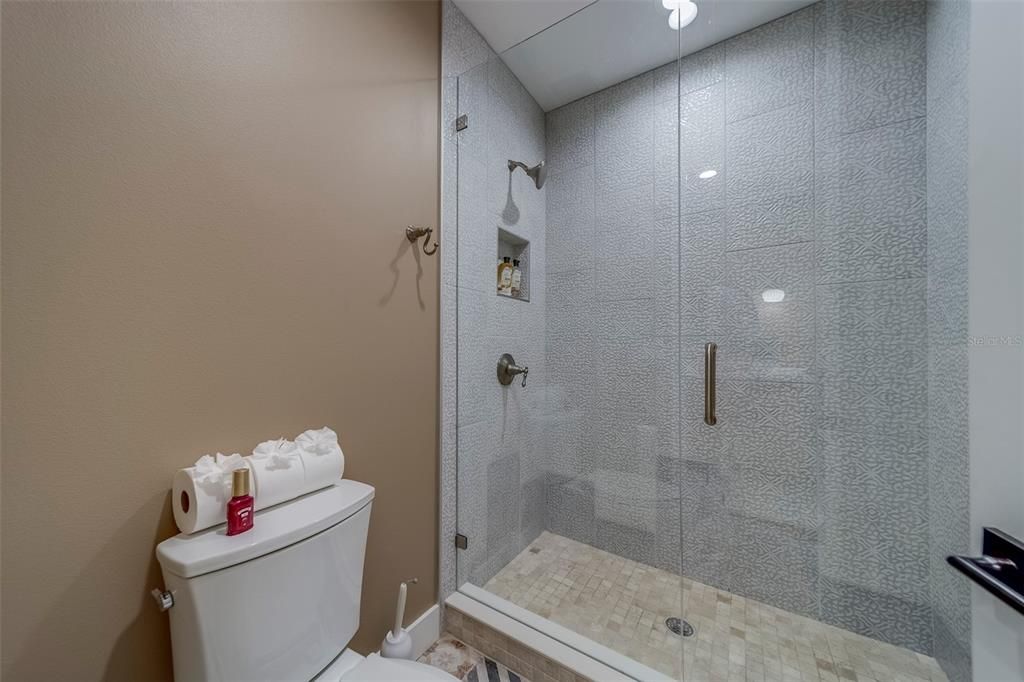 Bathroom, Glass Shower, Interior, Recessed Lighting