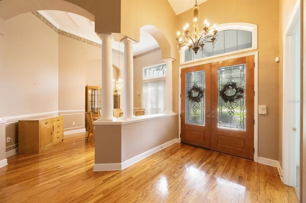 Chandelier, Interior, Wood Texture Flooring