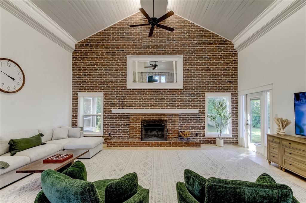 Fireplace, Interior, Living room, Stone Walls